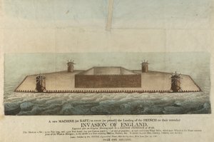 Rappresentazione della zattera francese che avrebbe dovuto invadere la Gran Bretagna nel 1798 (incisione)
