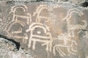 Incisioni rupestri nella Valle di Hunza, vicino all