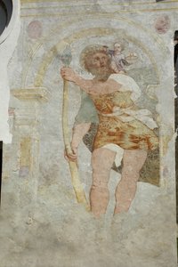 Chiesa di Santo Stefano a Gleris, affresco di San Cristoforo, San Vito al Tagliamento, Friuli, Italia da Benjamin Baud