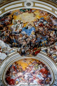 Chiesa di San Benedetto, Catania, Sicilia (Italia). Dettaglio del soffitto affrescato (XVIII secolo), con l
