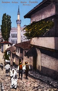 Sarajevo, capitale della Bosnia Erzegovina, inizio XX secolo (cartolina) da Unbekannter Künstler