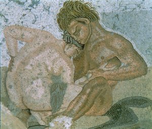 Satiro e Menade, (dettaglio) di un mosaico dalla Casa del Fauno