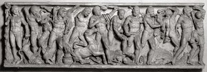 Lato di un sarcofago che raffigura le fatiche di Ercole, romano, II secolo (marmo) da Unbekannt