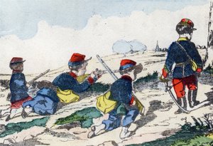 Cecchini. Incisione in "Alphabet militaire enfantin". Immagini di Pont-a-Mousson, circa 1890. 20 pagine. da Unbekannt