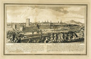 Spagna: Guerra di Successione Spagnola (1714). Assedio di Barcellona (incisione) da Unbekannter Künstler