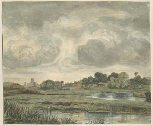 Stafford - Vista Distante da Est: acquerello, nd [?XIX sec] da Unbekannt