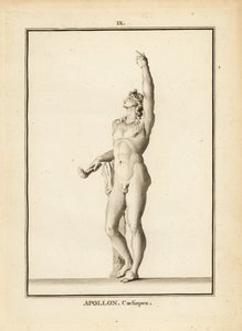 Statua di Apollo Coelispex, nudo, con torcia fiammeggiante
