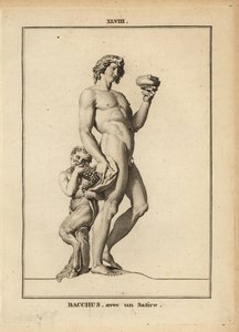 Statua di Bacco, dio romano del vino, nudo con un satiro da Unbekannt