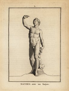Statua di Bacco, dio romano del vino, nudo con un satiro