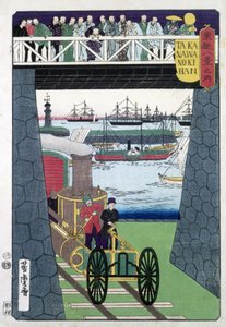 Dimostrazione di una locomotiva a vapore da parte della Marina degli Stati Uniti, Yokohama, Giappone da Unbekannter Künstler