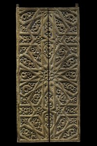 Porta del tabernacolo. Spagna, intorno al 1450-1500. Legno scolpito e dipinto. Museo del Louvre