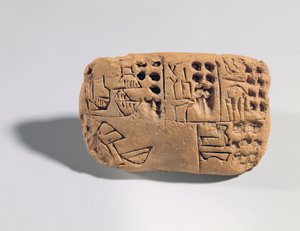 Tavoletta con iscrizione pittografica, periodo protolitterato, c.3300 a.C. (argilla)