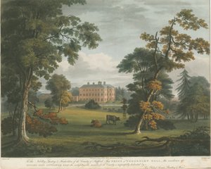 Teddesley Hall: incisione ad acquatinta colorata, nd [c 1825] da Unbekannt