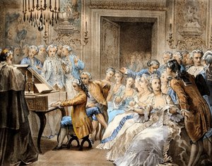 Wolfgang Amadeus Mozart (1756-1791) a 14 anni che riproduce a memoria il 