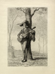 Il chitarrista, Francia, c.1870 (incisione)
