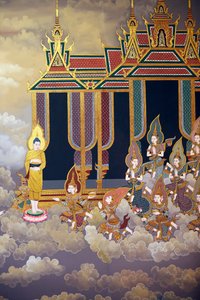 La vita del Buddha, affresco murale, tempio Wat Botum, Phnom Penh, 2022 (foto) da Unbekannter Künstler