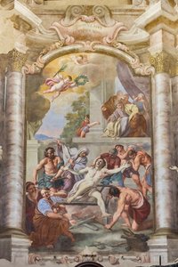 Il Martirio di San Lorenzo, Sala dei Teatini, Chiesa di San Vincenzo, Piacenza, Emilia-Romagna, Italia da Unbekannter Künstler