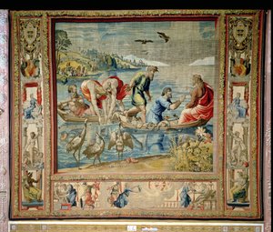La pesca miracolosa, dai Arazzi di Bruxelles, repliche della serie vaticana di Raffaello degli Atti degli Apostoli