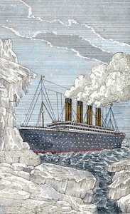 Il transatlantico Titanic colpisce un iceberg il 14 aprile da Unbekannter Künstler