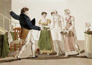 Il designer di moda al tempo del primo impero in Francia (1804-1815), incisione da Unbekannter Künstler