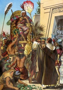 Il missionario padre Vicente de Valverde si rivolse al re Inca Atahualpa nel 1532 da Unbekannter Künstler