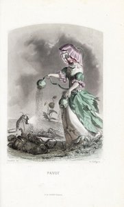 La fata del papavero spruzza capsule di oppio su coleotteri e locuste droghe - Acquaforte di Charles Geoffroy (1819-1882), basata su un