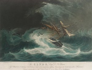 La nave Clyde, al largo di Point Natal, catturata nella tempesta il 1 novembre da Unbekannter Künstler