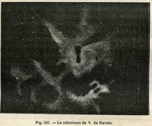 La nebulosa della nave. Incisione da Les étoiles et les autres curiosités du ciel di Camille Flammarion