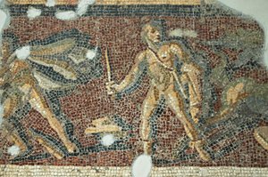 Scena teatrale Mosaico, da Daphne, Turchia da Unbekannt