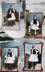 Costumi tradizionali greci maschili - Cartolina 1914-1918 da Unbekannt