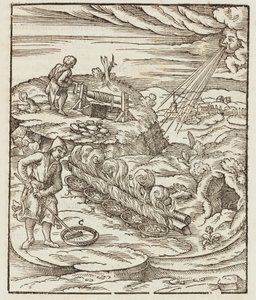 Trattamento del bismuto - Incisione tratta da Descrizione dei minerali e dei principali metodi di sfruttamento minerario, di Lazarus Ecker da Unbekannt