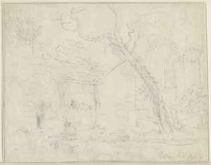 Castello di Tutbury: disegno a matita da Unbekannt