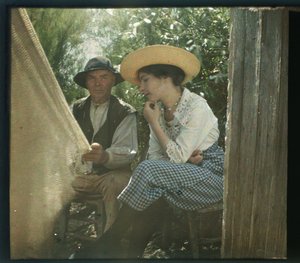 Vandea pittoresca: La lezione di rete, agosto 1919, Longeville, Francia - Autochrome anonimo da Unbekannter Künstler