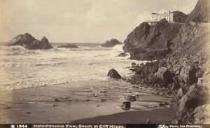 Vista di Cliff House e della spiaggia sottostante, San Francisco
