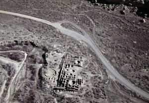 Vista di un antico insediamento degli Anasazi, Parco Nazionale della Cultura delle Rovine di Chaco, Chaco Canyon, Nuovo Messico, Stati Uniti d
