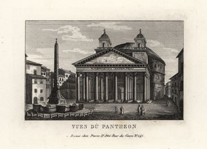 Vista del Pantheon con fontana, Fontana del Pantheon, e obelisco Macuteo in Piazza della Rotonda, Roma da Unbekannt