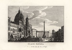 Veduta di Piazza Navona, con la fontana, l