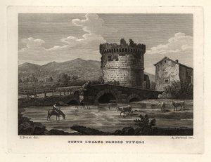 Veduta del ponte Ponte Lucano sul fiume Anio vicino a Tivoli