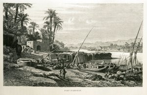 Veduta del porto di Aswan in Egitto - Illustrazione dall