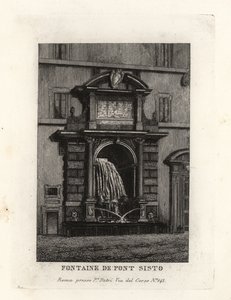 Vista della fontana del ponte Sisto, Acqua Paola (ora in Piazza Trilussa), Roma da Unbekannt