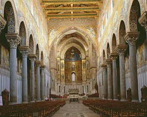 Vista della navata della Cattedrale di Monreale, Sicilia