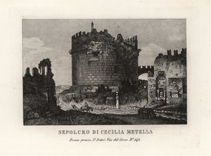 Vista della rovina della Tomba di Cecilia Metella, Roma