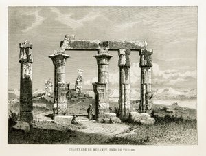 Veduta delle rovine del Tempio di Medamot vicino a Tebe, Egitto - Illustrazione dall