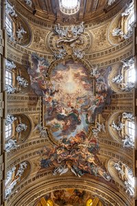 Vista della volta della navata con "Il Trionfo nel Nome di Gesù", Chiesa del Gesù, Roma, Italia da Unbekannter Künstler
