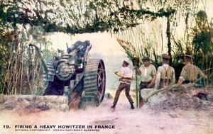 Prima Guerra Mondiale - Artiglieria britannica che spara un obice pesante da Unbekannter Künstler