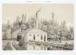 Energia idraulica, pre-1900 Laminatoio di zinco, Saint Louis, vicino a Bray, Francia