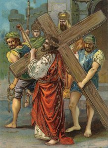 Via Crucis: seconda stazione, Gesù porta la sua croce Cromolitografia Collezione privata