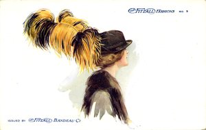 Donna con cappello con piuma di struzzo da Unbekannter Künstler