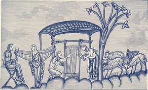 Donna che tesse, 1130 - 1174 d.C. da Unbekannter Künstler