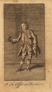 Giovane gentiluomo che offre/riceve un libro in una stanza pannellata da Unbekannt